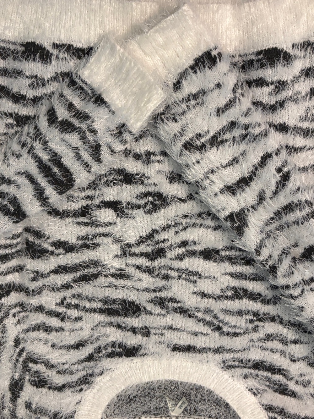 Mudd Fuzzy Black and White Striped Sweater